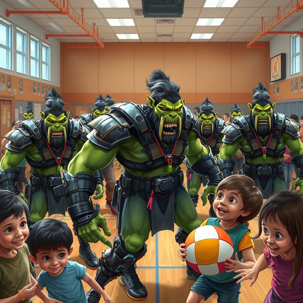 Future-Fusion Gym Instructors: Tribal Orcs Teach Dodgeball i...