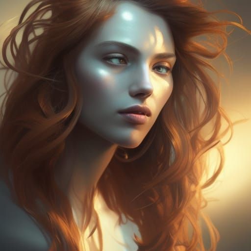 Weeping Brunette Portrait in Hyperdetailed Style