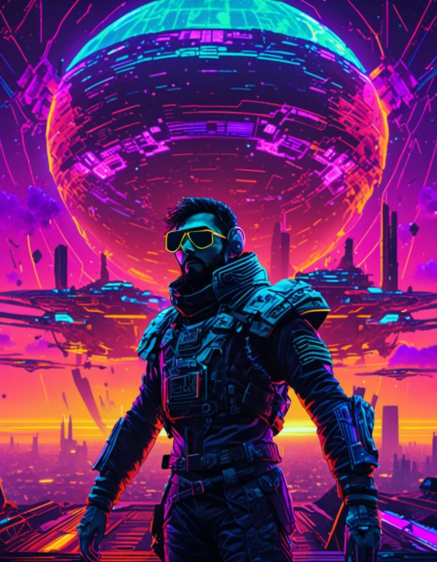 Futuristic Spacesuit Portrait in Graffiti Art Style