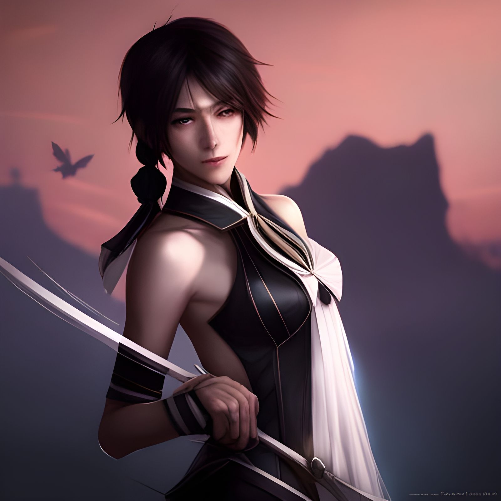 Rukia in Lightning with Black Butterfly Portrait