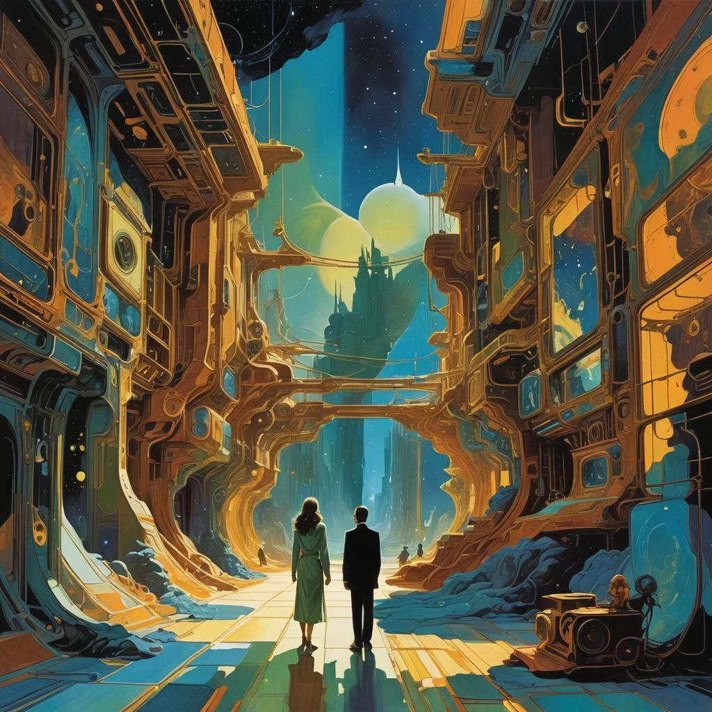 Cosmic Strings Weave Through Nebulae in Surreal Style