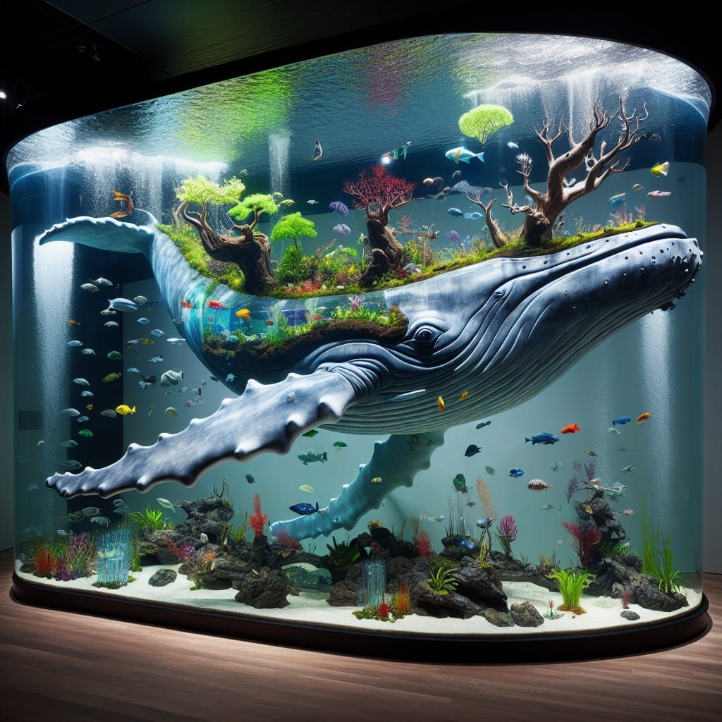 Creative Aquarium Shaped Like a Humpback Whale