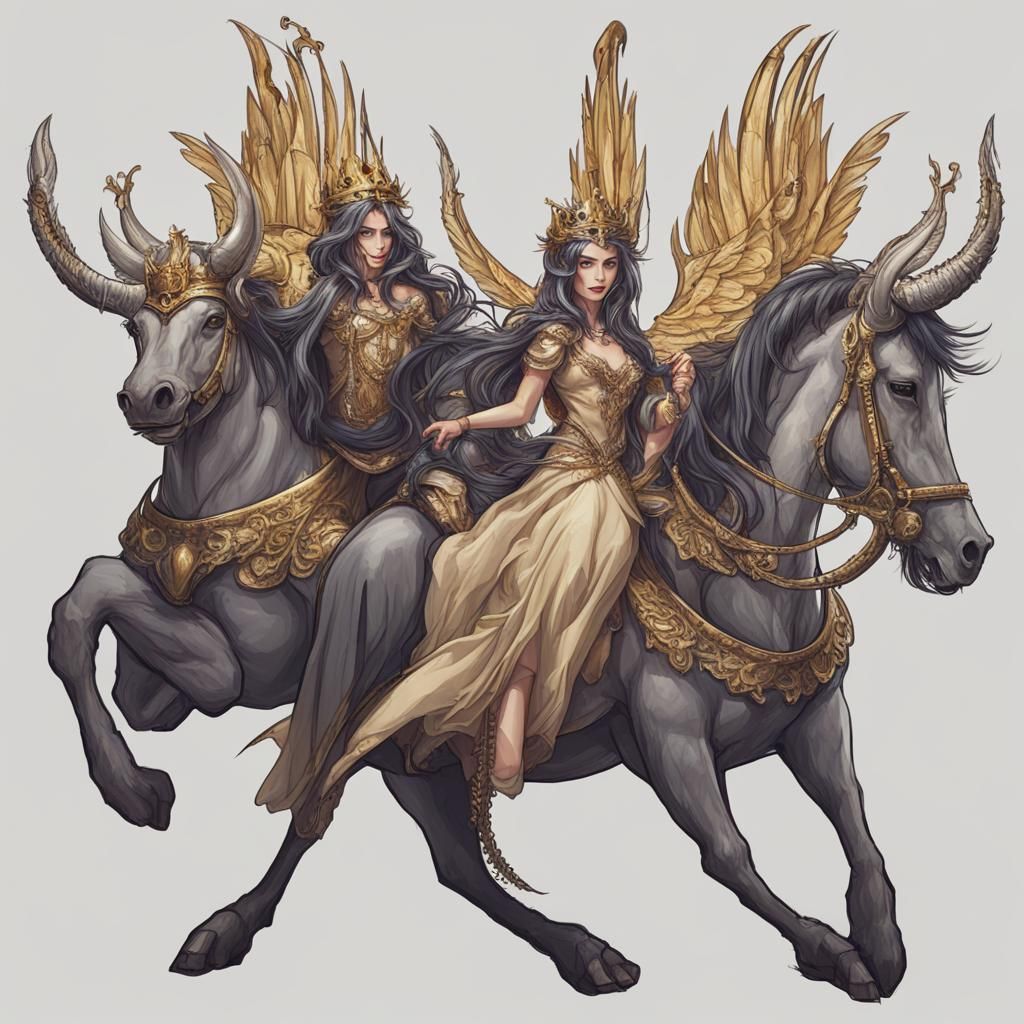 Fantasy King and Queen Flying with Wings