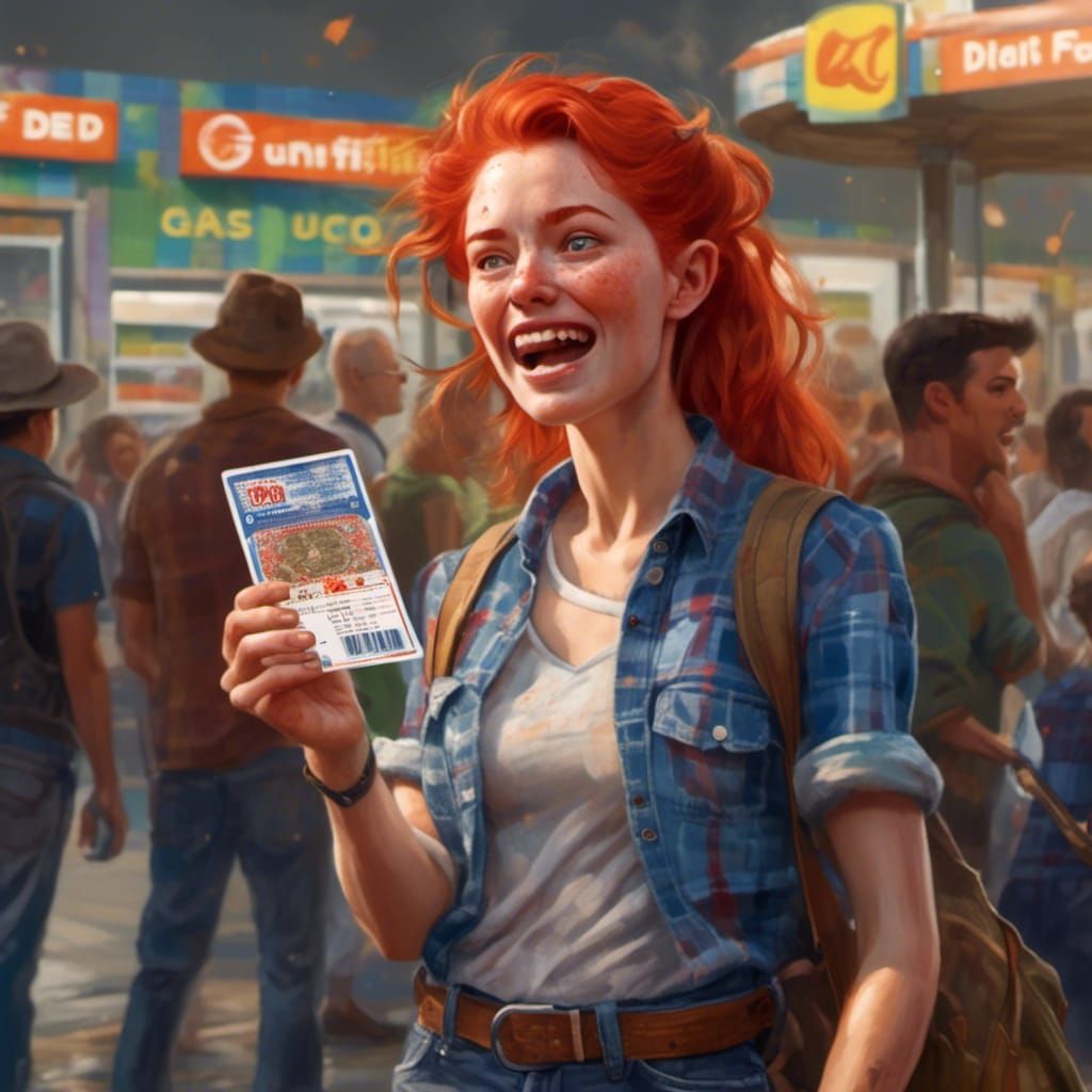 Woman Wins Lottery: Hyperrealistic Splash Art
