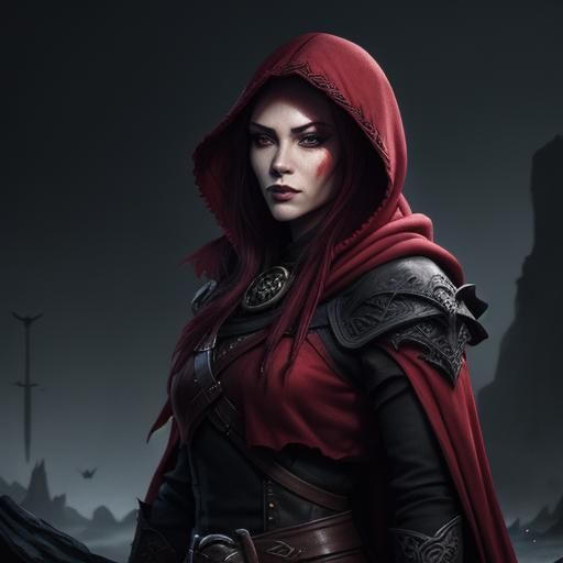 Scarlet Rogue in Dark Fantasy Style