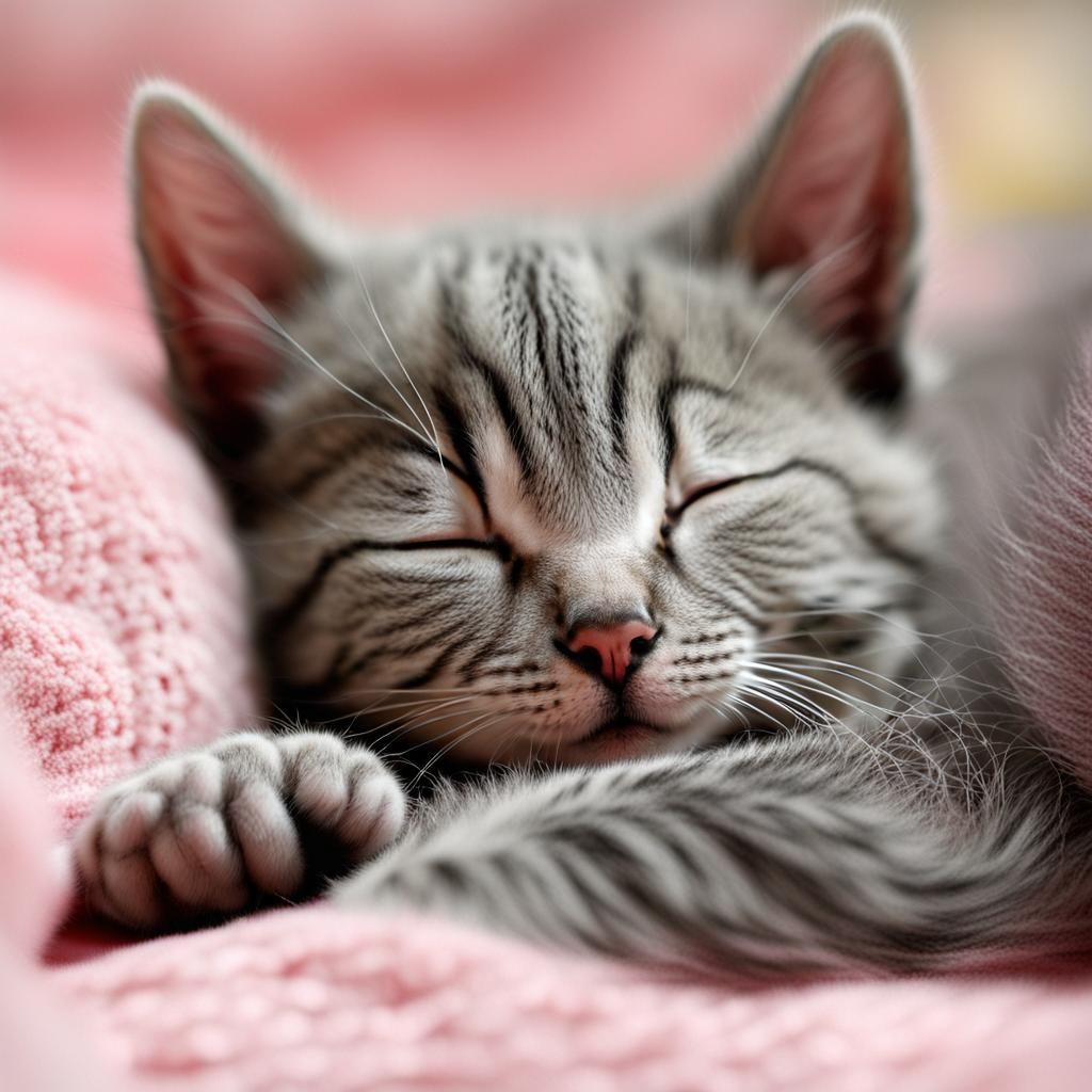 Sleeping Kitten in Peaceful Slumber