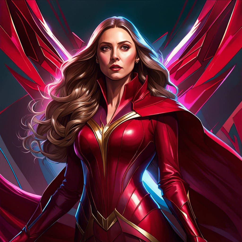 Scarlet Witch Portrait in Art Nouveau Style