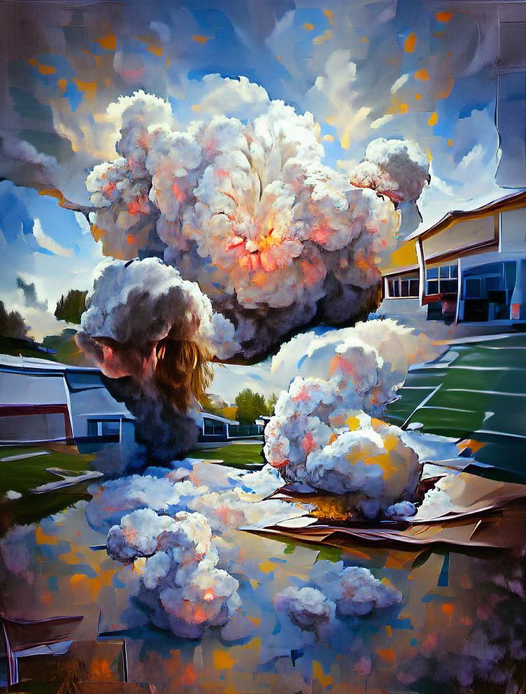 Exploding Cloud in Digital Painting Style