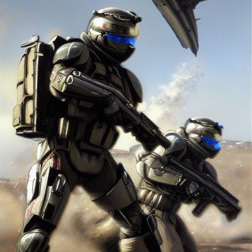ODST Combat Scene as Oil Painting