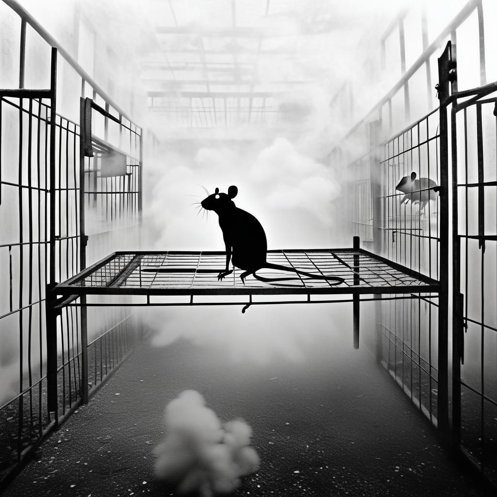 Kafkaesque Metamorphosis: A Black and White Prison Scene