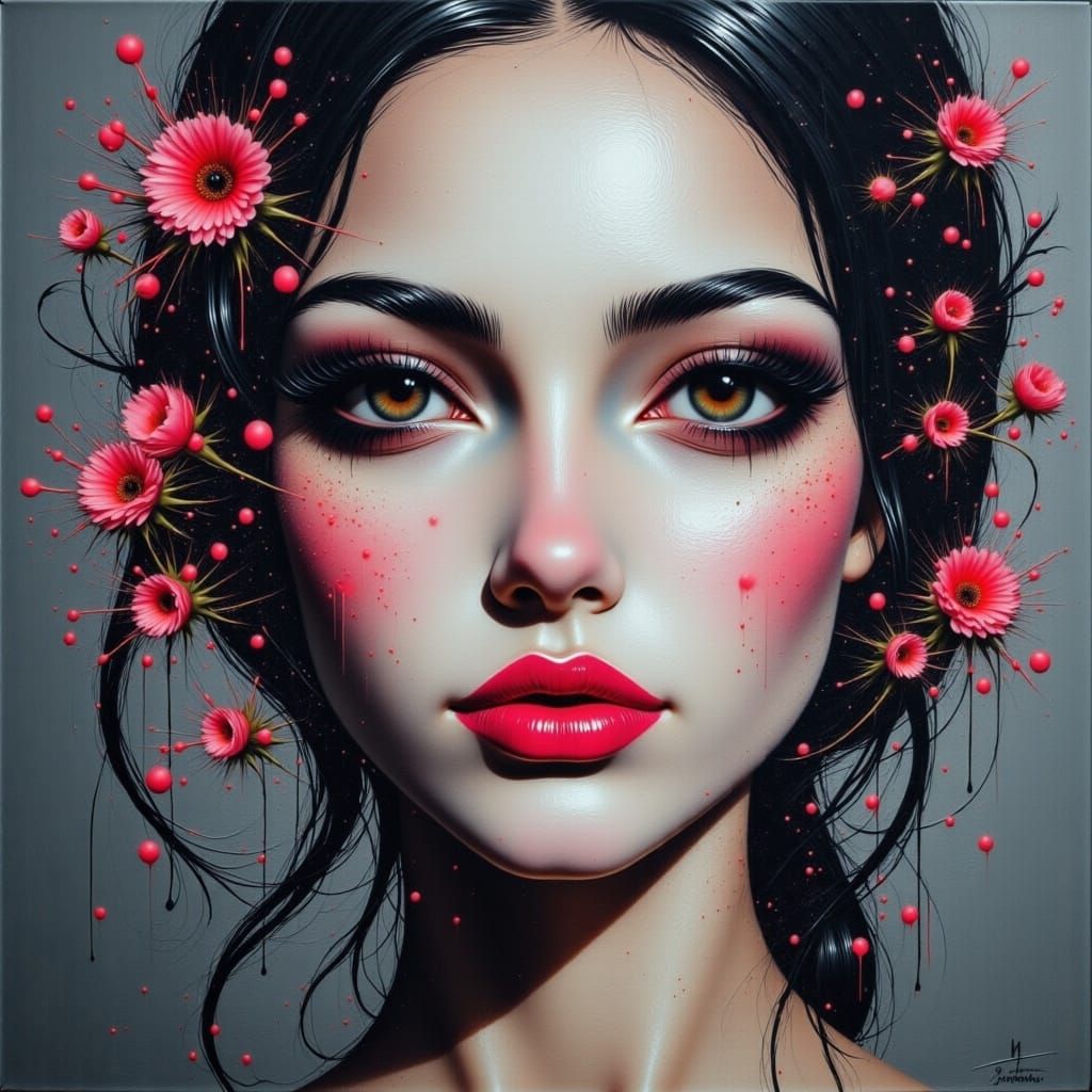 Genuine extreme close up portrait of Mysterious Beauty Woman...