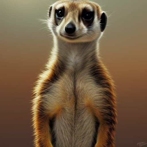 Cute Meerkat Portrait on Sahara, Digital Art