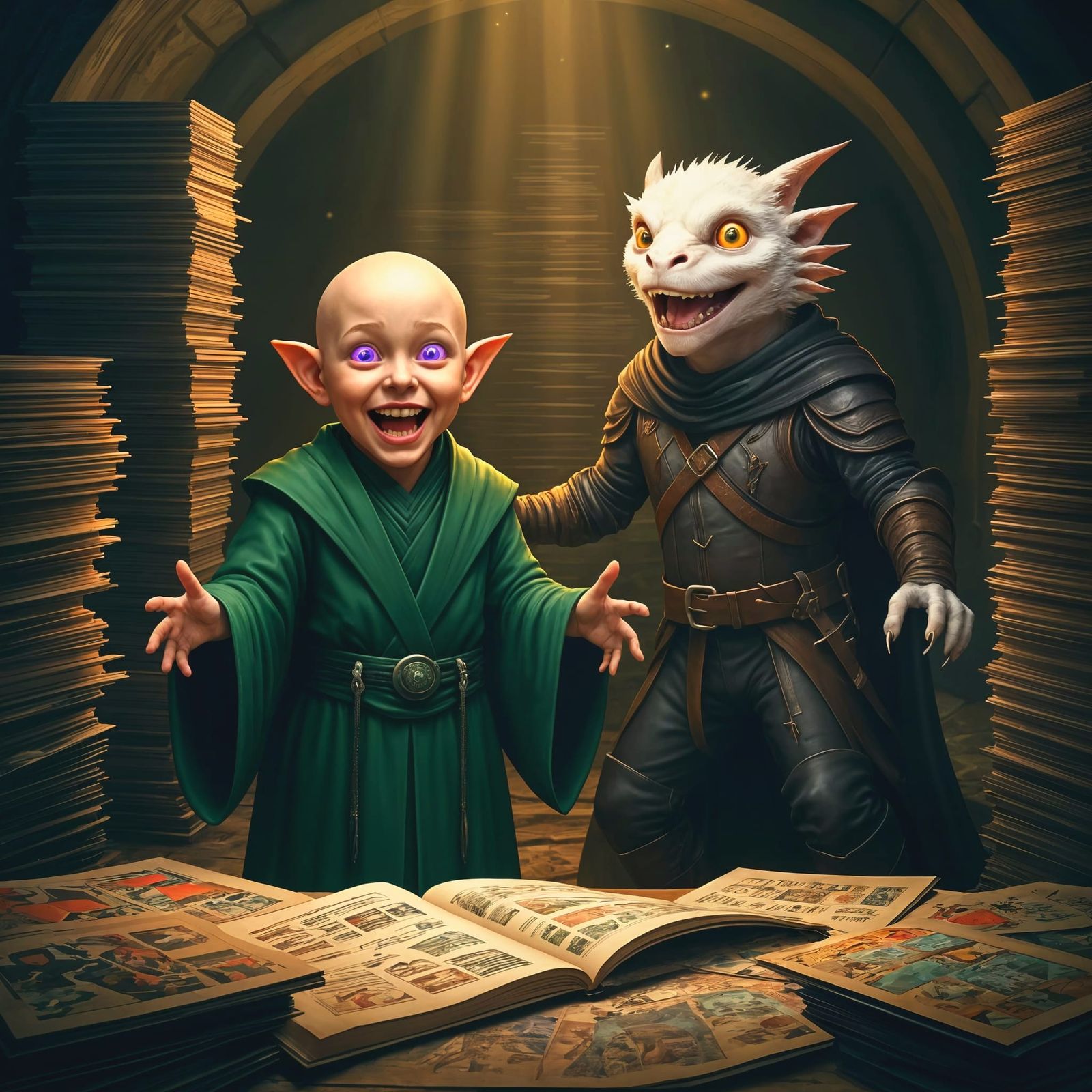 Joyful Elf Laughing in Fantasy Setting