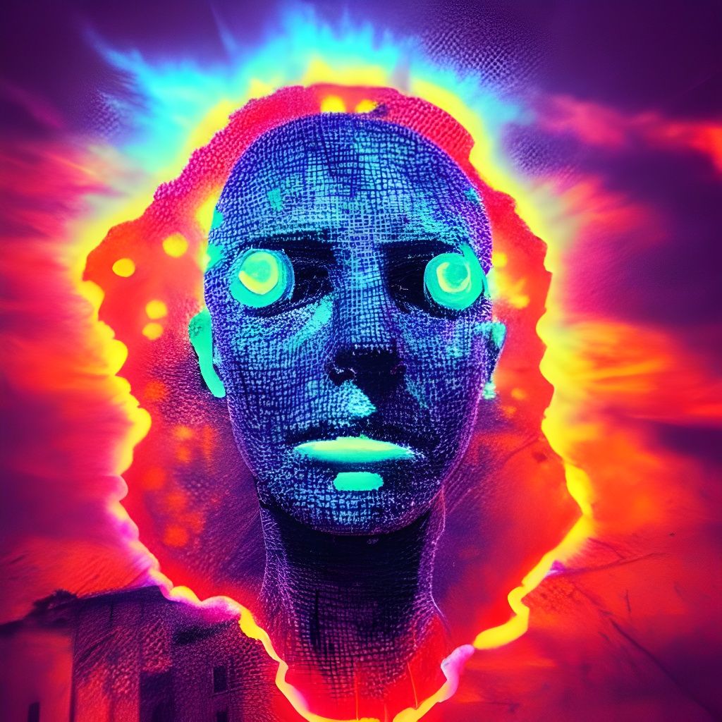 Dystopian God in Post-Apocalyptic Zombiecore Pointillism