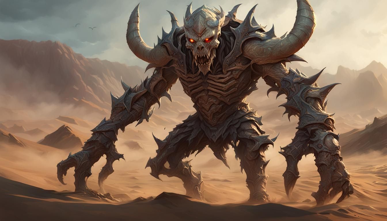 Desert Bone Golem: Dark Fantasy Concept Art