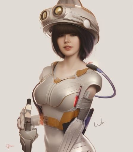 Woman in Space Captain Hat: Hyperdetailed Portrait