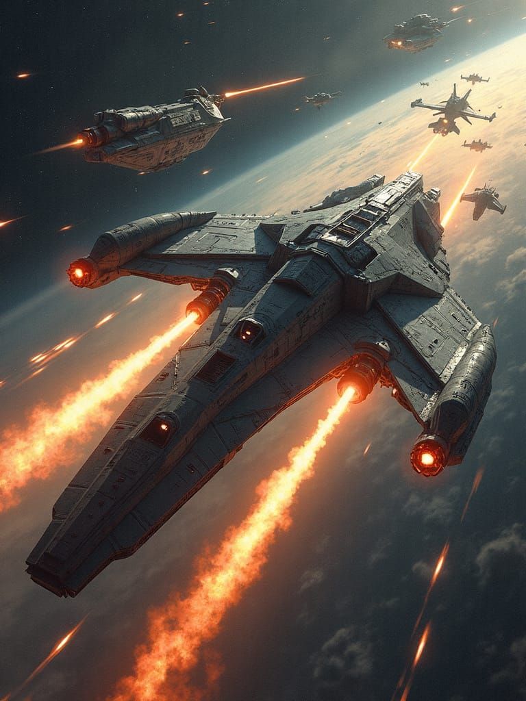 Epic Sci-Fi Spaceship Battle in Deep Space