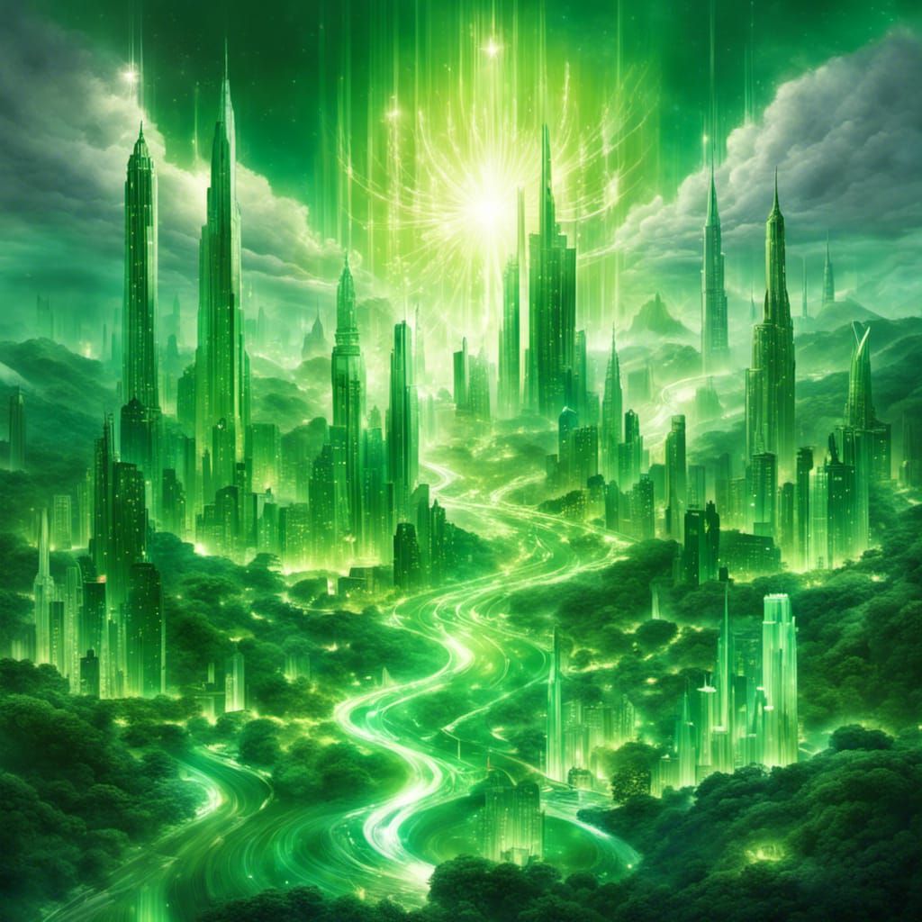 Ethereal Emerald City: A Thomas Kinkade Fantasy