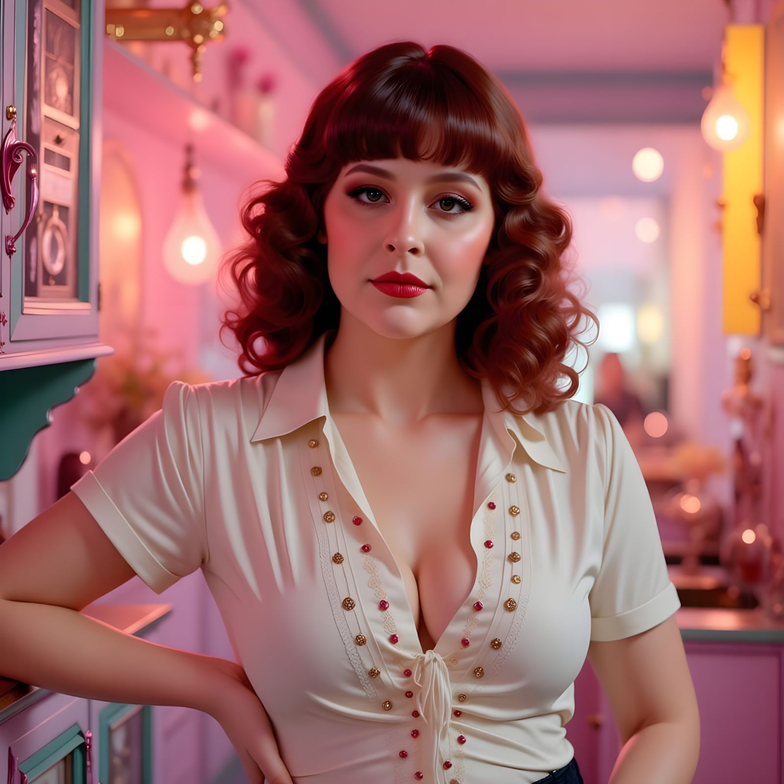 Vibrant Portrait of a Young Woman in Retro Style