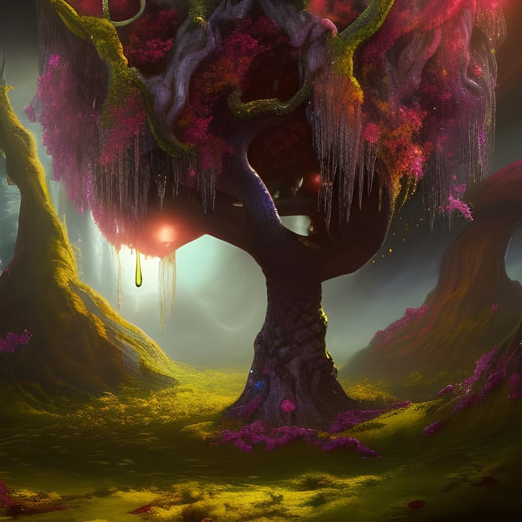 Jewel-Encrusted Black Tree: Fantasy Concept Art