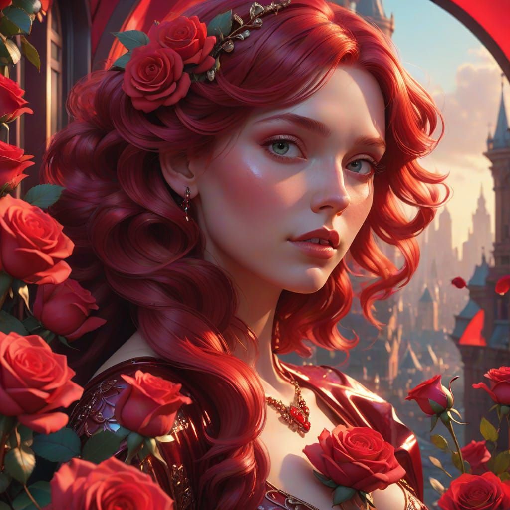 Vibrant Floral Dreams in Scarlet Candy Art Style
