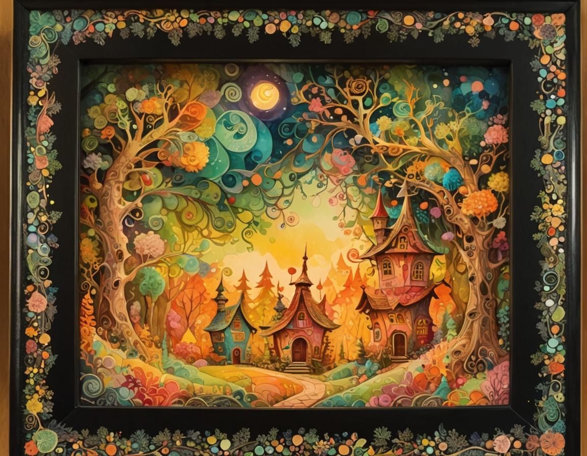 Whimsical Baba Yaga House in Dreamlike Forest