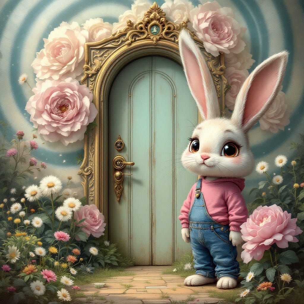 Surreal Dream Garden with Swirling Spirals and Whimsical Cre...