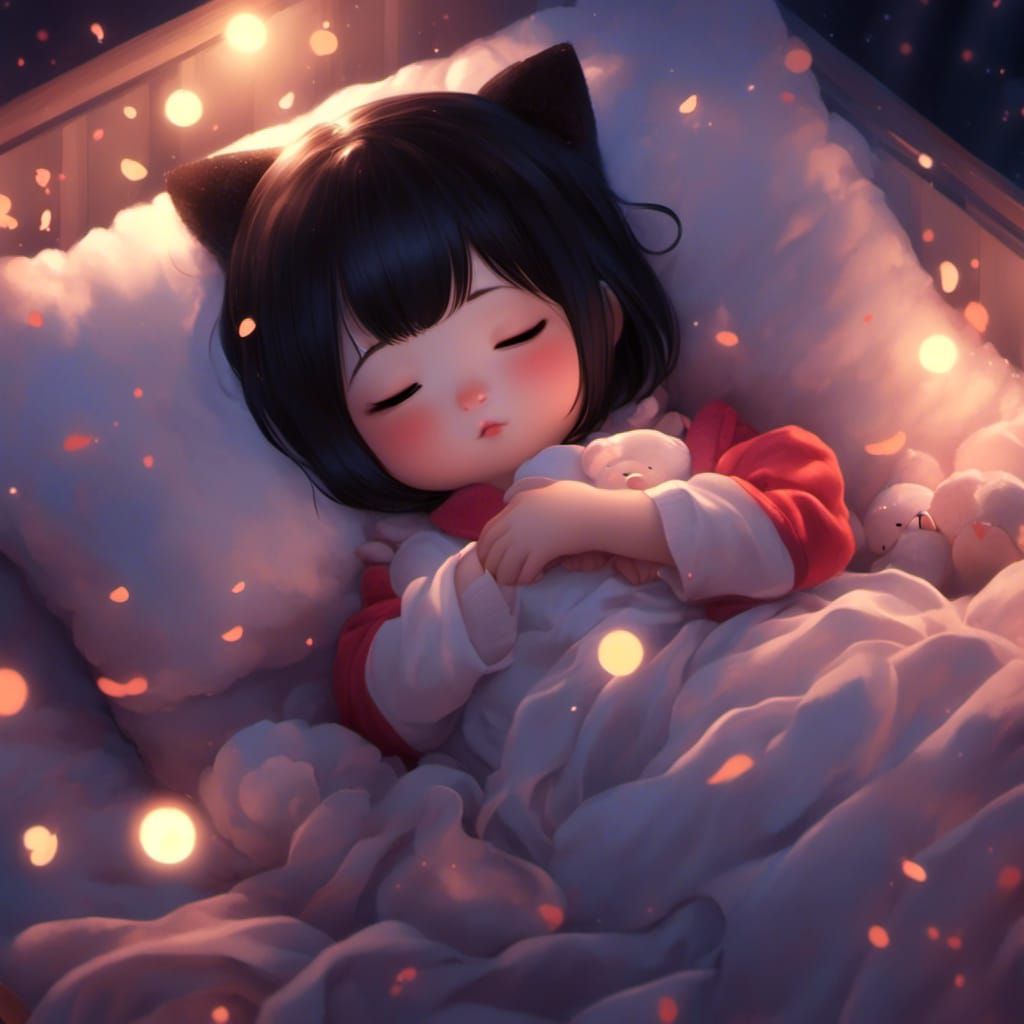 Chibi Girl Sleeping: Anime Style Illustration