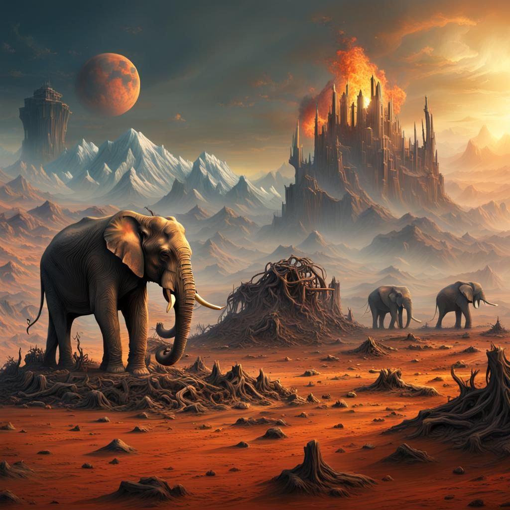 Elephant Skeletons Graveyard on Alien Planet