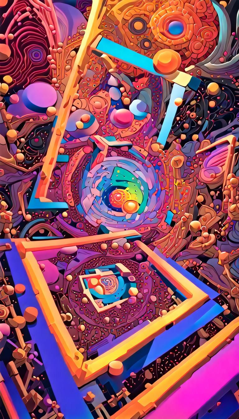Neon Universe Toy: Geometric Abstract Digital Art