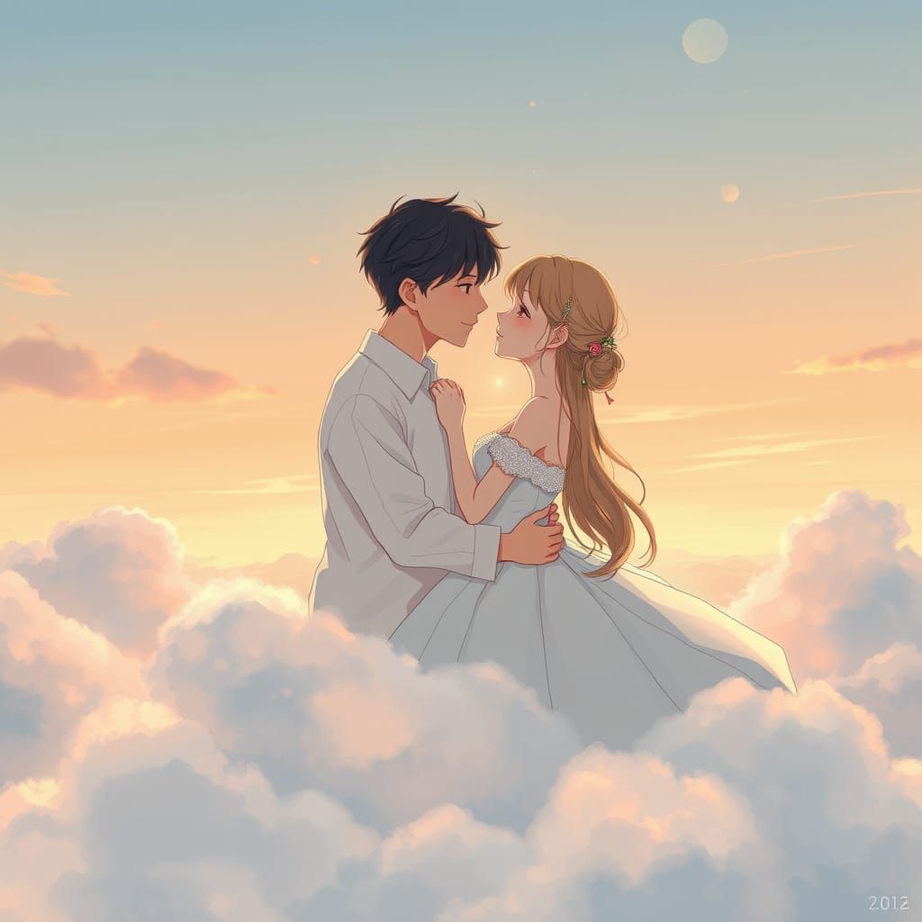 Romantic Couple in Dreamy Cloudscape