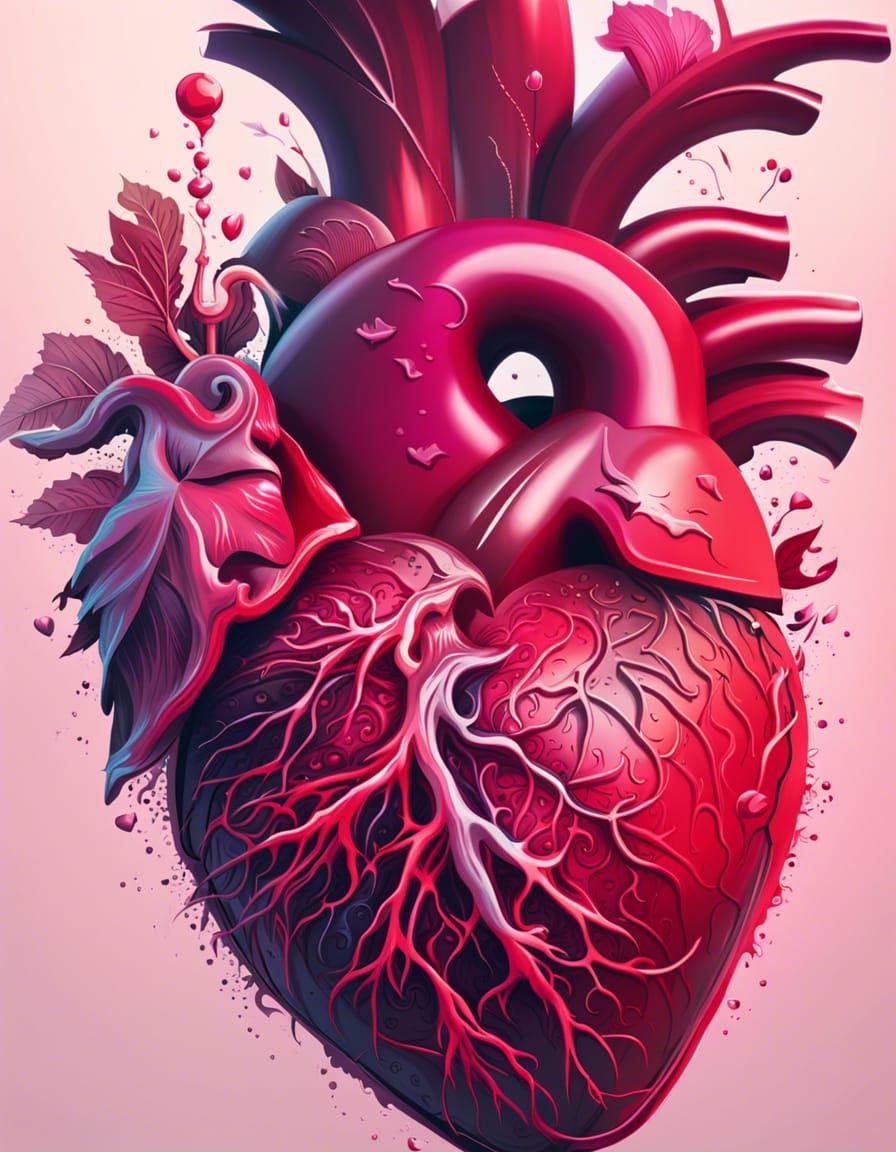 Detailed Anatomically Correct Heart Illustration for T-Shirt
