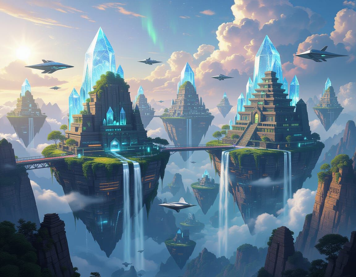 Colossal Crystal Islands: Bioluminescent Jungles & Futuristi...