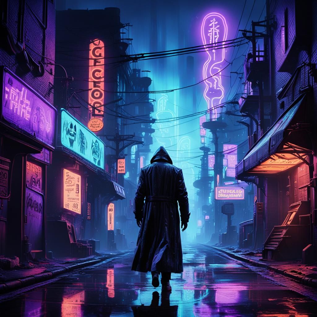 Cyberpunk Halloween Night in a Dystopian Cityscape