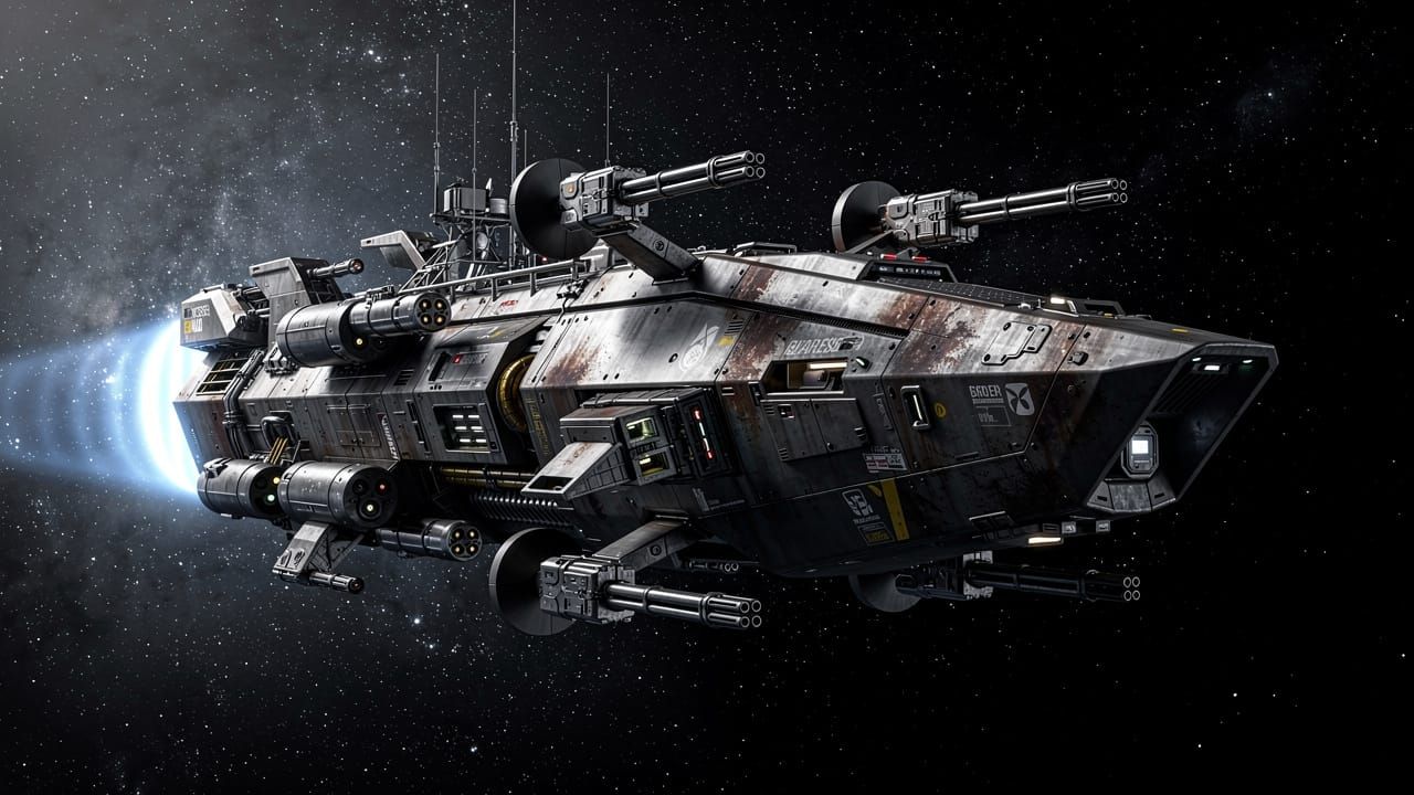 Gritty Sci-Fi Gunship in Photo Realistic Concept Art Style