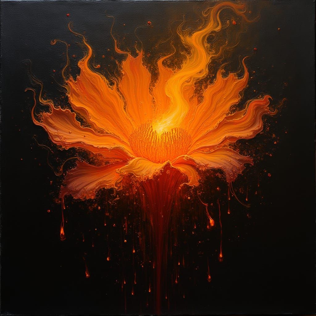 Flower of Blazing Tongues in Surrealistic Brushstrokes