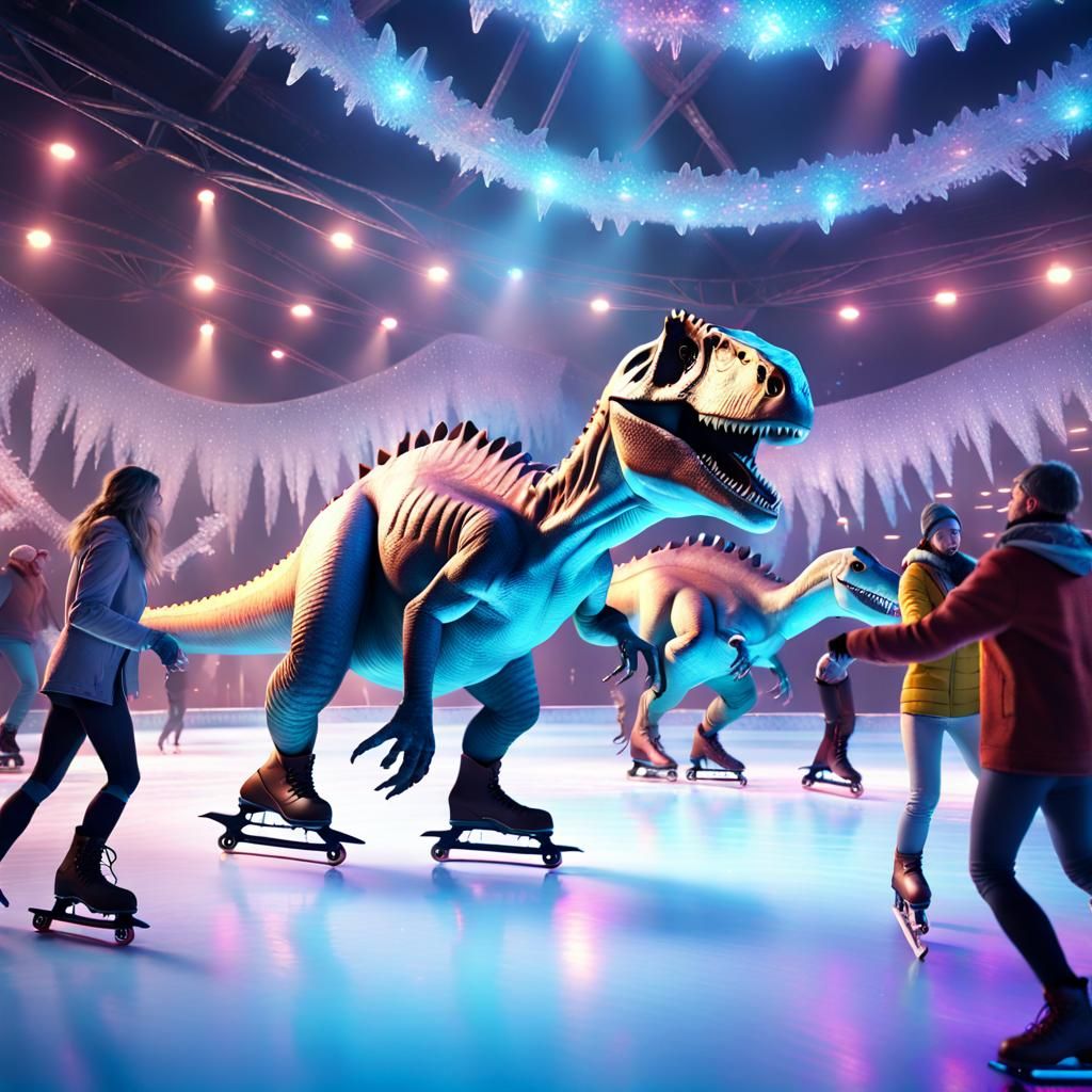 Ice Skating Disco Party with Dinosaurs