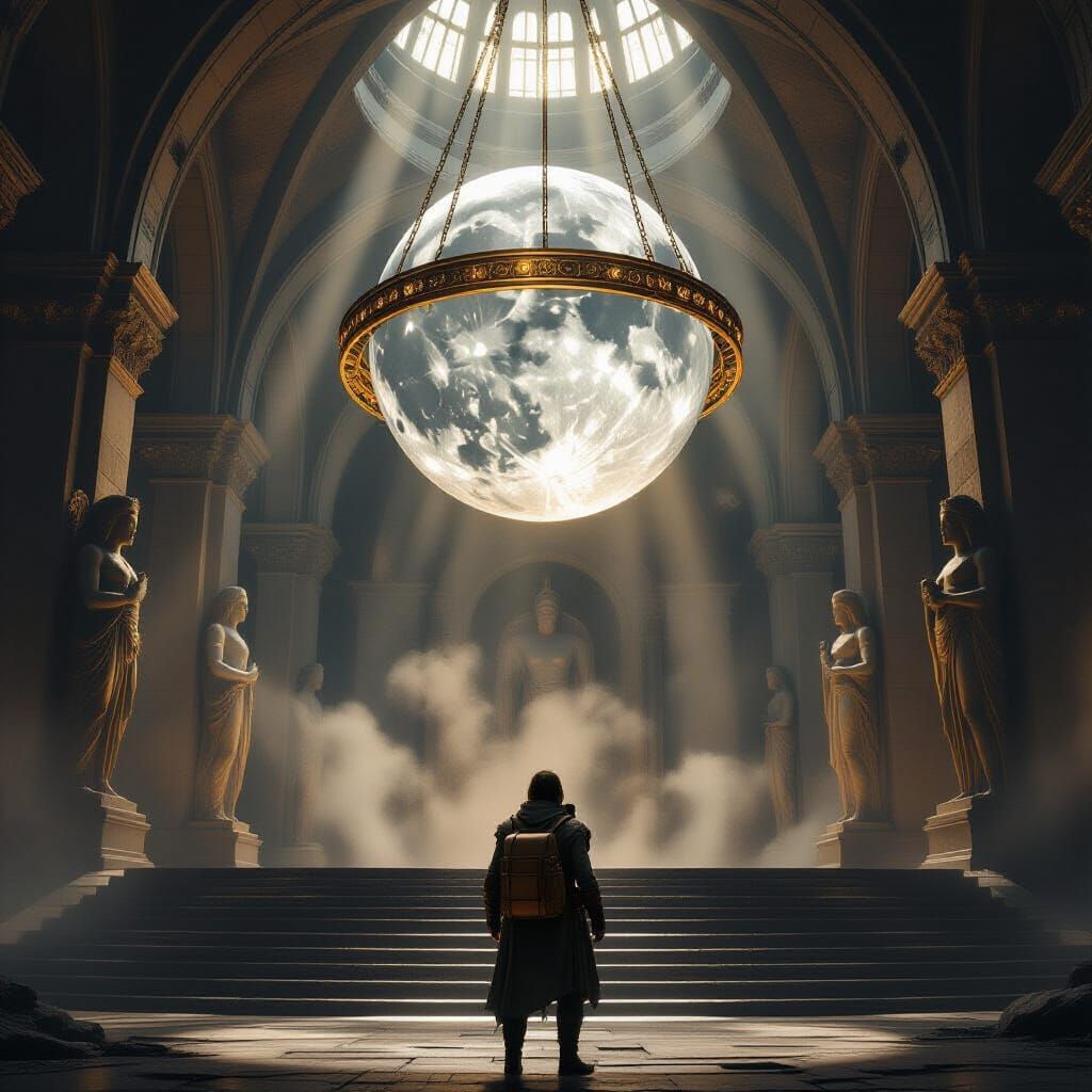 Traveler at Celestial Temple in Gothic Chamber