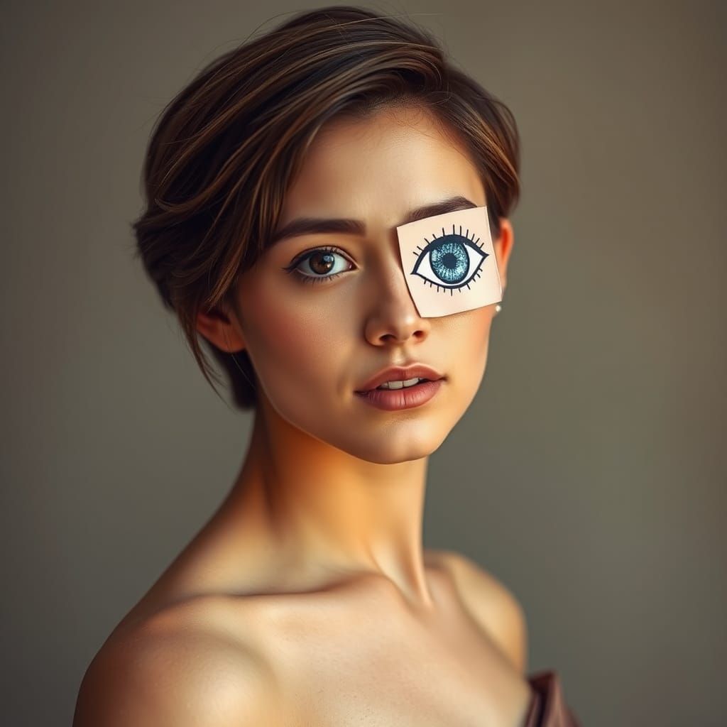 Eye-Catching Woman with Eyepatch in Fine Art Style