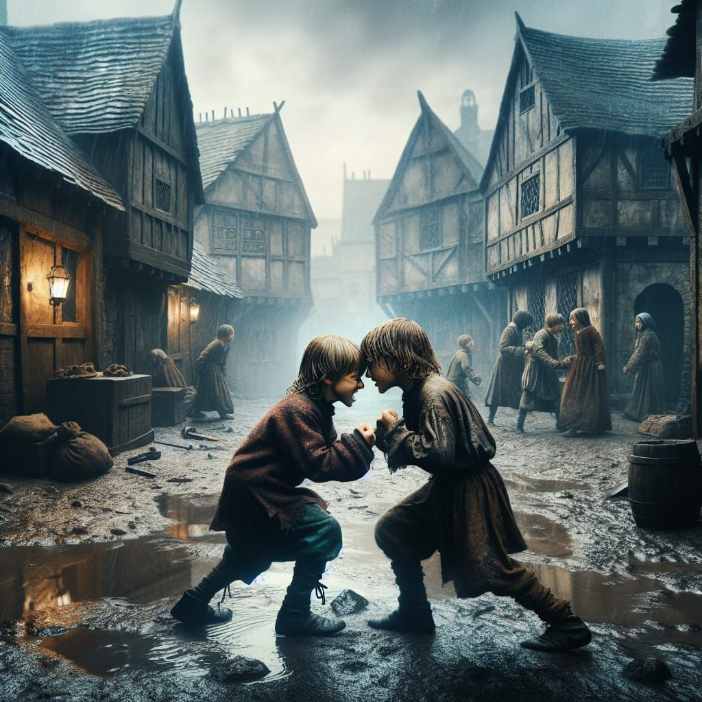 Medieval Children Fighting