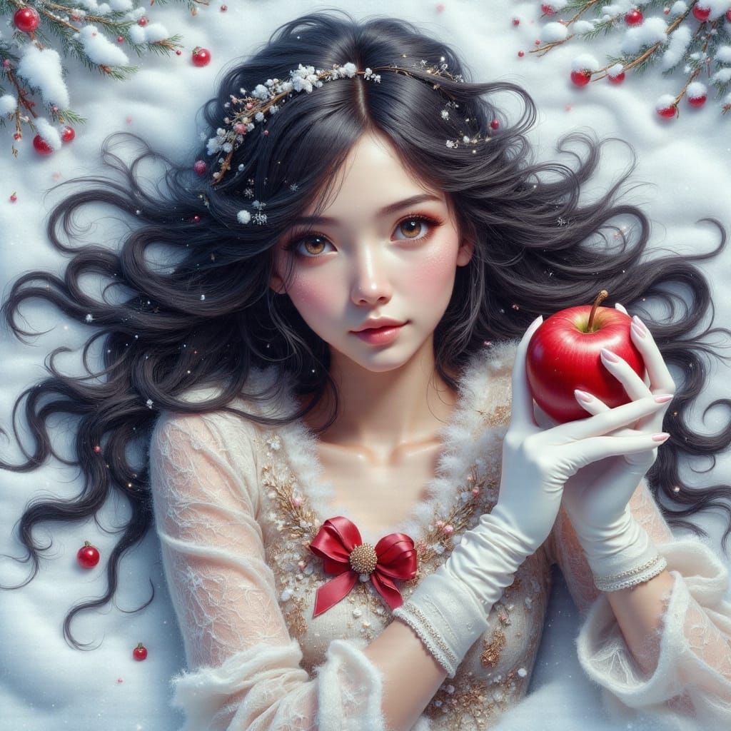 Surreal Snow White in Enchanted Winter Wonderland