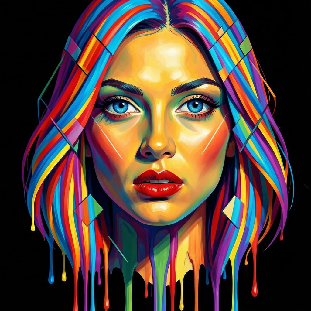 Abstract Woman's Face Portrait in Painterly Digital Style