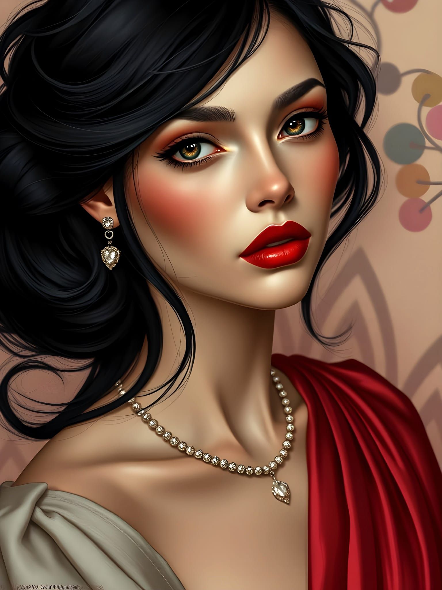 Airbrushed Portrait of a Beautiful Italian Woman