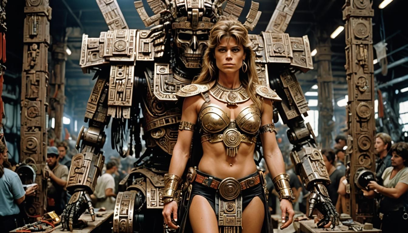 Linda Hamilton dressed as an Aztec Goddess