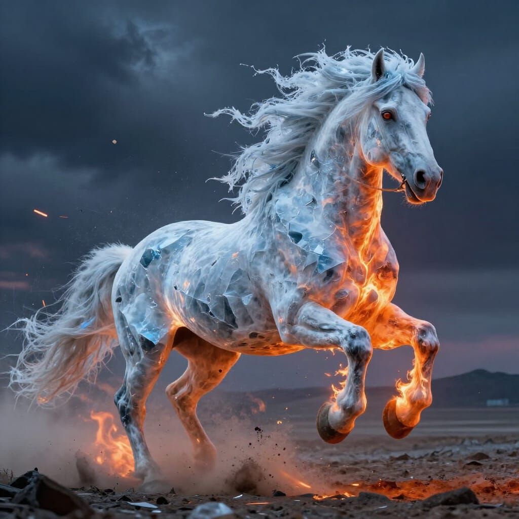 Dual Nature Horse: Ice and Fire Gallop