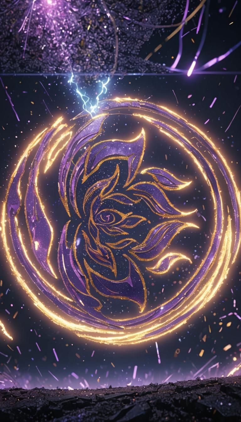 Sparkling Anime Art in Dark Blue and Purple