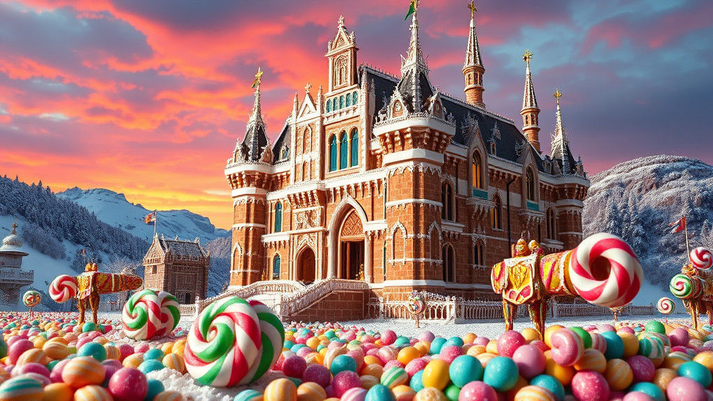 Gothic Gingerbread Castle with Candy Canes