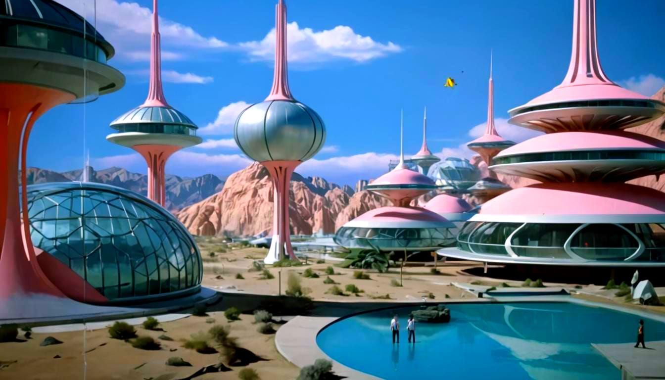 Futuristic Desert Cityscape in Graffiti Art Style