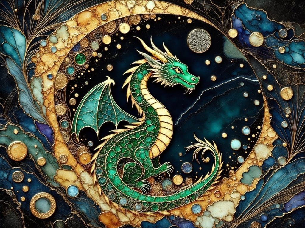 lora:Cloisonne and lora:Alcohol Ink Splash - Gold Hoarder #3