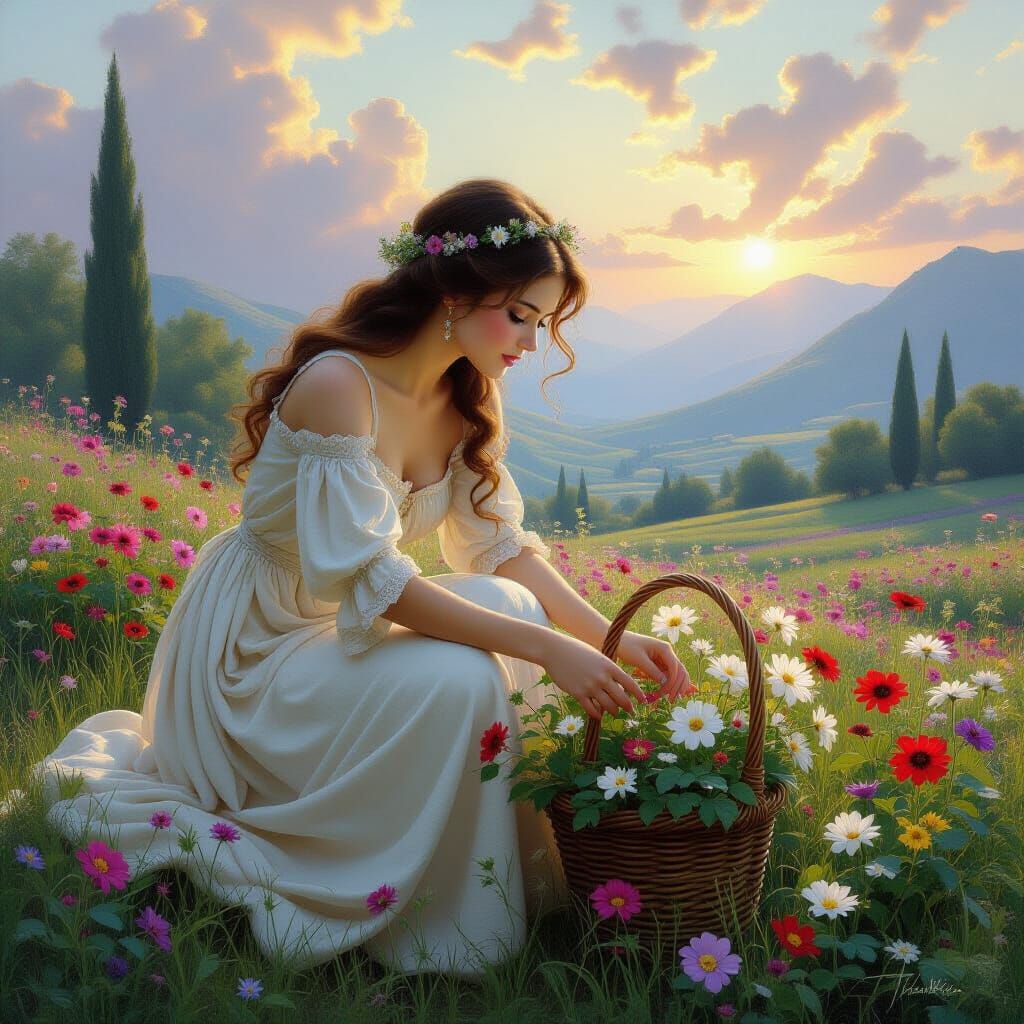 Persephone in Elysium: An Ethereal Fantasy Scene